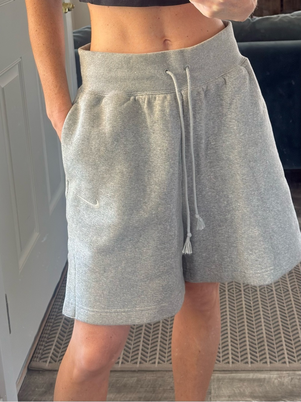 Nike Women's Gray Oversized Drawstring Shorts